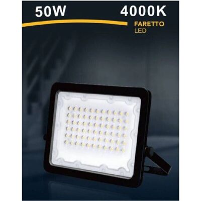 Trade Shop - Foco LED 50W Ultra Delgado Exterior Luz Natural Blanco Trade Shop - Foco LED 50W Ultra Delgado Exterior Luz Natural Blanco