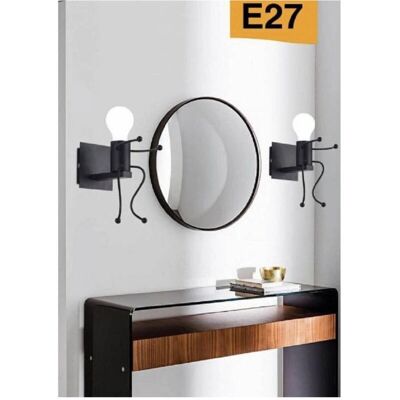 Trade Shop Traesio - Aq51 - Negro - Metal - Lámpara de pared Trade Shop Traesio - Aq51 - Negro - Metal - Lámpara de pared