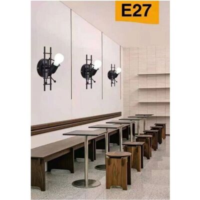 Trade Shop - Lámpara de Pared Hombrecillo - Estilo Industrial Metal - E27 - 28cm Trade Shop - Lámpara de Pared Hombrecillo - Estilo Industrial Metal - E27 - 28cm