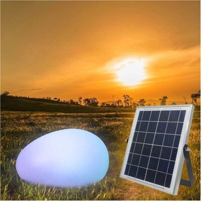 Lámpara solar Traesio RGBW forma de piedra - Impermeable 14W Lámpara solar Traesio RGBW forma de piedra - Impermeable 14W