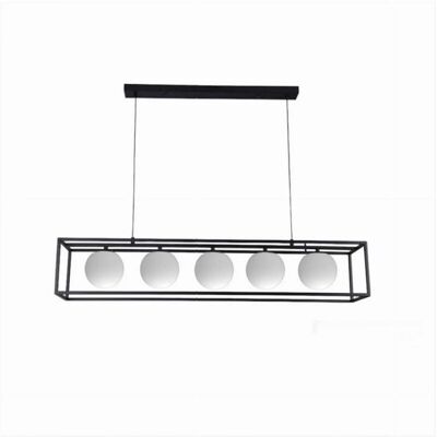 Trade Shop Traesio - Lámpara colgante negra con 5 esferas de cristal Trade Shop Traesio - Lámpara colgante negra con 5 esferas de cristal