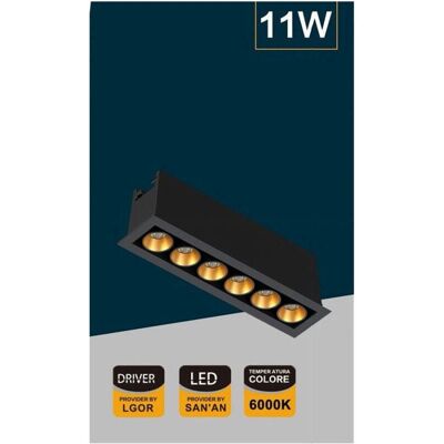 Trade Shop - Foco LED rectangular empotrable - 11W - Moderno - Negro - 6000K Trade Shop - Foco LED rectangular empotrable - 11W - Moderno - Negro - 6000K