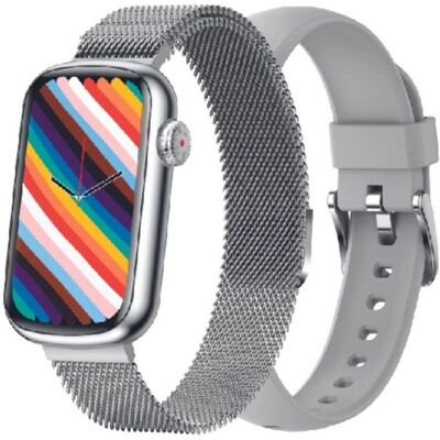 Smarty2.0 Silber Smartwatch - Rechteckige Stahl Digitaluhr Smarty2.0 Silber Smartwatch - Rechteckige Stahl Digitaluhr