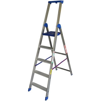 Escalera de tijera profesional Marchetti EVO05 - 5 peldaños - Aluminio, plataforma, 80mm Escalera de tijera profesional Marchetti EVO05 - 5 peldaños - Aluminio, plataforma, 80mm