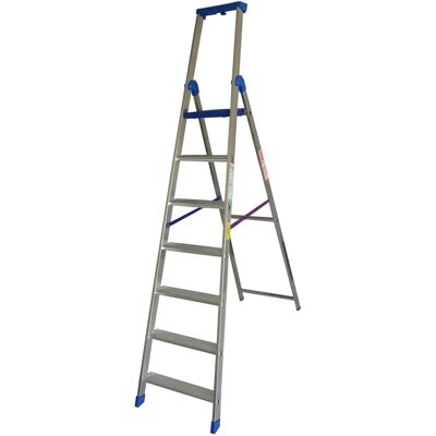 Escalera doble de aluminio Marchetti - 7 peldaños, 80mm de ancho - Profesional Escalera doble de aluminio Marchetti - 7 peldaños, 80mm de ancho - Profesional