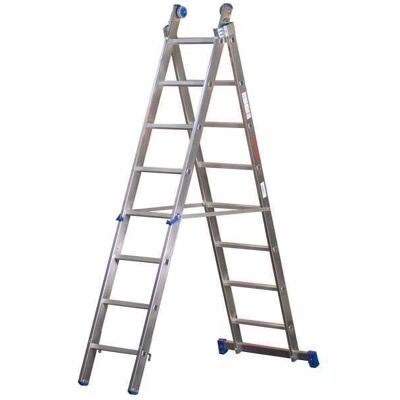 MARCA Scala in alluminio 8+8 gradini Regolabile 250-415cm - Scala MARCA Scala in alluminio 8+8 gradini Regolabile 250-415cm - Scala