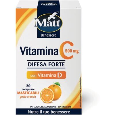 Matt Pharma Vitamina C con D - Supporto immunitario Arancia 20 Compresse Matt Pharma Vitamina C con D - Supporto immunitario Arancia 20 Compresse