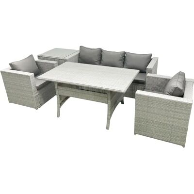 Fimous Garden Dining Set Outdoor Rattan - Light Grey Fimous Garden Dining Set Outdoor Rattan - Light Grey