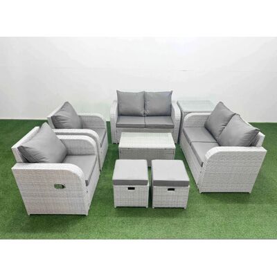 Fimous - 8 Seater Reclining Love Set - Rattan Fimous - 8 Seater Reclining Love Set - Rattan