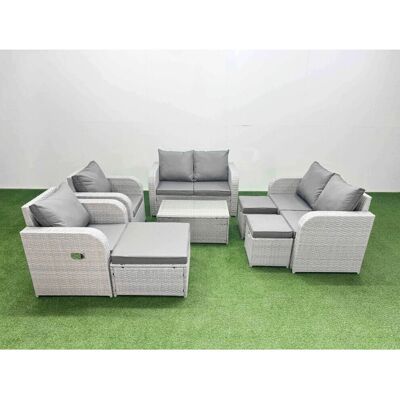 Fimous - 9 Seater Outdoor Reclining Chair Love Sofa Set Fimous - 9 Seater Outdoor Reclining Chair Love Sofa Set