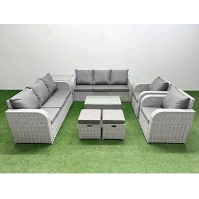 Fimous PE Rattan High Back Lounge Sofa Set - Light Grey - 3-Seater - High Back - Outdoor Furniture Set Fimous PE Rattan High Back Lounge Sofa Set - Light Grey - 3-Seater - High Back - Outdoor Furniture Set