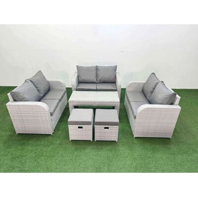 Fimous - 8-Seater PE Wicker Set - Light Grey - Garden set Fimous - 8-Seater PE Wicker Set - Light Grey - Garden set