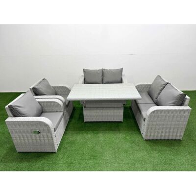 Fimous 6-Seater Outdoor Reclining Love Sofa Set - Garden Set Fimous 6-Seater Outdoor Reclining Love Sofa Set - Garden Set