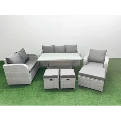 Fimous - PE Wicker 9 Seater - Light Grey Fimous - PE Wicker 9 Seater - Light Grey