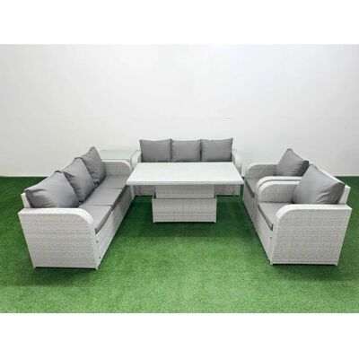 Fimous - PE Rattan Lounge Set - Light Grey - Garden set Fimous - PE Rattan Lounge Set - Light Grey - Garden set