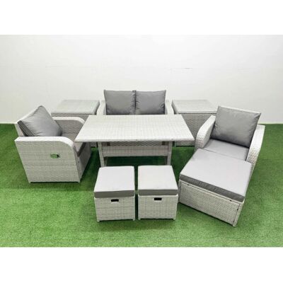 Fimous - Light Grey PE Wicker - 7 Seater - Garden Set Fimous - Light Grey PE Wicker - 7 Seater - Garden Set