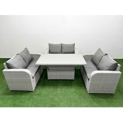 Fimous - 6 Seater Wicker Set - Light Grey - Garden furniture set Fimous - 6 Seater Wicker Set - Light Grey - Garden furniture set