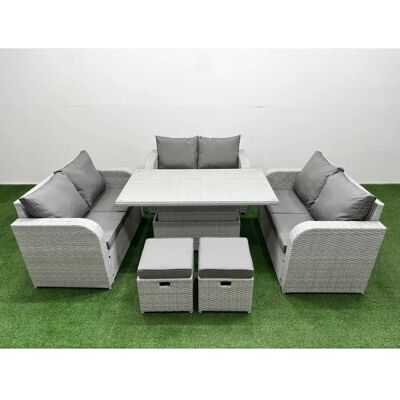 Fimous - 8 Seater PE Wicker Sofa Set - Light Grey Fimous - 8 Seater PE Wicker Sofa Set - Light Grey