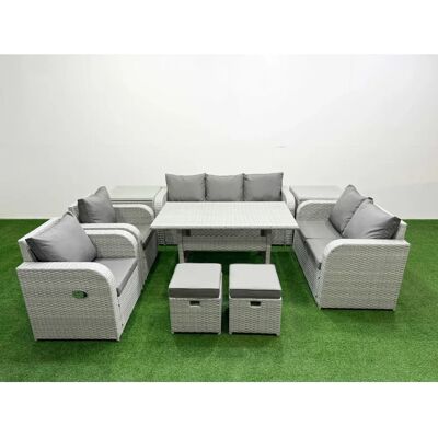 Fimous - PE Rattan Garden Set - Light Grey - 2 Seater - Garden Set Fimous - PE Rattan Garden Set - Light Grey - 2 Seater - Garden Set