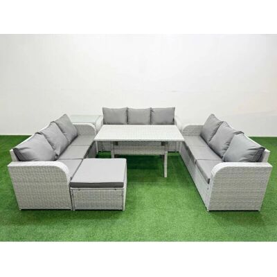 Fimous - PE Rattan Lounge Sofa Set - Light Grey Fimous - PE Rattan Lounge Sofa Set - Light Grey