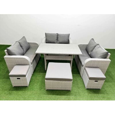 Fimous - PE Wicker Rattan Sofa Set - 9 Seater - Light Grey - Garden Set Fimous - PE Wicker Rattan Sofa Set - 9 Seater - Light Grey - Garden Set