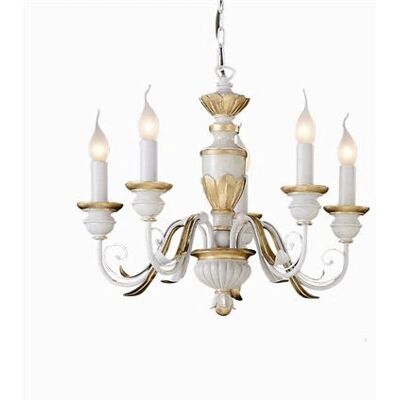 Křišťálový lustr Ideal Lux Firenze 5 světel Antique White zlatá - Stropní osvětlení Křišťálový lustr Ideal Lux Firenze 5 světel Antique White zlatá - Stropní osvětlení