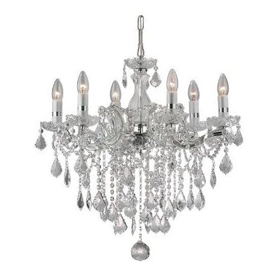 Ideal Lux Florian 6-Light Chrome Crystal Chandelier - Ceiling Lighting Ideal Lux Florian 6-Light Chrome Crystal Chandelier - Ceiling Lighting