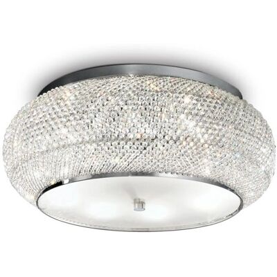 Lámpara de Techo de Cristal Cromo Pasha 10 Luces de Ideal Lux Lámpara de Techo de Cristal Cromo Pasha 10 Luces de Ideal Lux