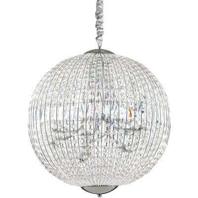 Lampadario a soffitto Luxor 12 luci in cromo con cristalli Lampadario a soffitto Luxor 12 luci in cromo con cristalli