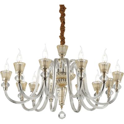 Ideal Lux Strauss 12-Licht Kronleuchter - Roségold - Glas - Dimmbar - IP20 - 76cm Ideal Lux Strauss 12-Licht Kronleuchter - Roségold - Glas - Dimmbar - IP20 - 76cm