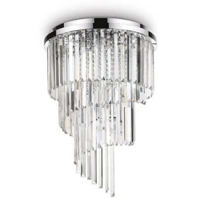 Ideal Lux Carlton 12 Lumière Plafond Cristal Chrome E14 - Plafonnier Ideal Lux Carlton 12 Lumière Plafond Cristal Chrome E14 - Plafonnier