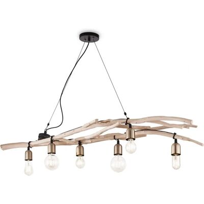 Ideal Lux Driftwood Lampada Pendente 6 Luce Legno - Interno Ideal Lux Driftwood Lampada Pendente 6 Luce Legno - Interno