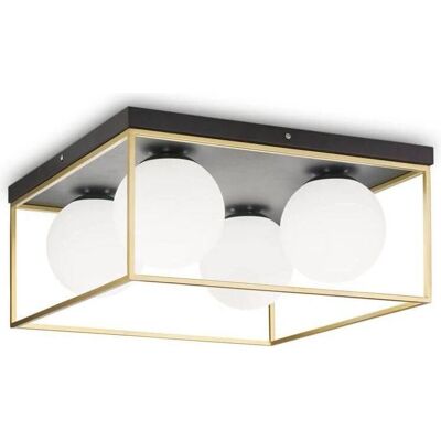 Ideal Lux Lingotto 4 Luce Fitting Semi Sospensione in Ottone e Nero Ideal Lux Lingotto 4 Luce Fitting Semi Sospensione in Ottone e Nero