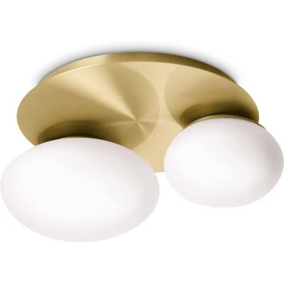 Netlighting NINFEA 2 Lumières Ronde Décorative Verre Plafond Brass - Luminaire de plafond - Publicité Netlighting NINFEA 2 Lumières Ronde Décorative Verre Plafond Brass - Luminaire de plafond - Publicité