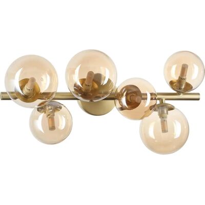 Luce a soffitto 6 luci globoidali Ideal Lux Perlage - Ottone e Ambra Luce a soffitto 6 luci globoidali Ideal Lux Perlage - Ottone e Ambra