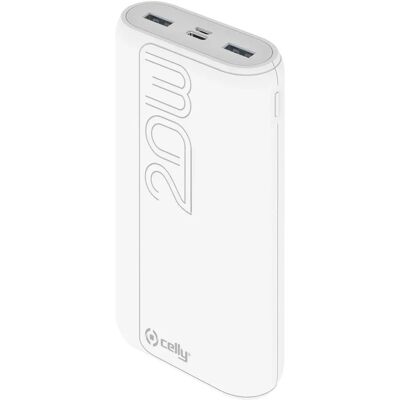 Celly Power Bank 20000mAh Blanc - Batterie portable, Charge rapide, USB-C - Publicité Celly Power Bank 20000mAh Blanc - Batterie portable, Charge rapide, USB-C - Publicité