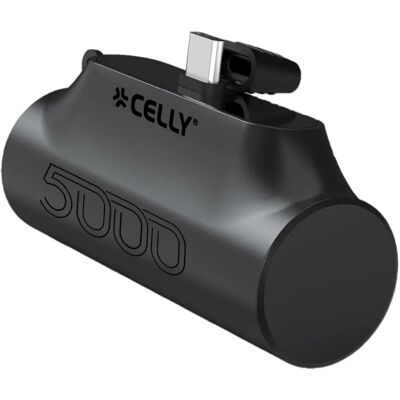 Celly PBC5000BK Power Bank - 5000mAh, USB-C, Kompakt Celly PBC5000BK Power Bank - 5000mAh, USB-C, Kompakt