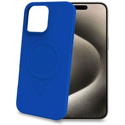 Celly Malli iPhone 16 Pro Max Sininen Magnettinen Pehmeä Kumipussi Celly Malli iPhone 16 Pro Max Sininen Magnettinen Pehmeä Kumipussi