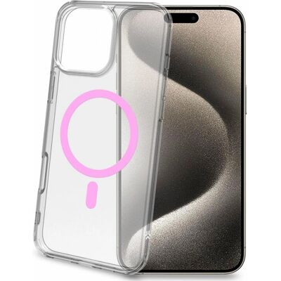 Celly Gelskinmag Magnettinen Suojus MagSafe iPhone 16 Pro Max Läpinäkyvä + Rosa - Puhelimen Kuori Celly Gelskinmag Magnettinen Suojus MagSafe iPhone 16 Pro Max Läpinäkyvä + Rosa - Puhelimen Kuori