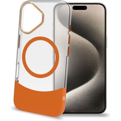 Celly Apple iPhone 16 Pussi TPU MagSafe Läpinäkyvä + Oranssi - Puhelimen suojus Celly Apple iPhone 16 Pussi TPU MagSafe Läpinäkyvä + Oranssi - Puhelimen suojus