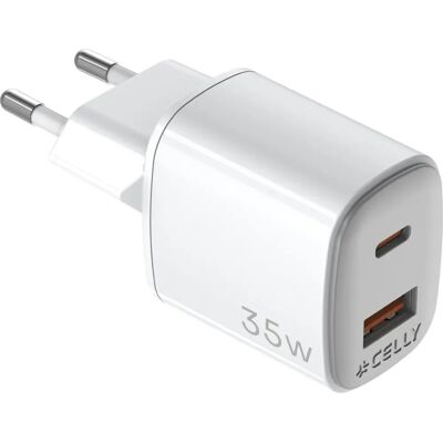 Celly UPTC1USB1USBC35 Chargeur - Blanc Universel Charge Rapide Celly UPTC1USB1USBC35 Chargeur - Blanc Universel Charge Rapide