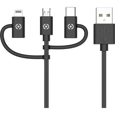 Celly Cable USB 3 en 1 - 1m - Negro - Micro USB, USB-C, Lightning Celly Cable USB 3 en 1 - 1m - Negro - Micro USB, USB-C, Lightning