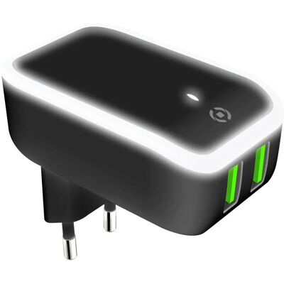 Celly TC2USBLEDBK Universal-Ladegerät - Mobilgerät, Schwarz & Weiß Celly TC2USBLEDBK Universal-Ladegerät - Mobilgerät, Schwarz & Weiß