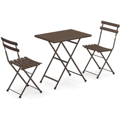 EMU Gartenset - Braun - 70x50 cm Tisch mit 2 Klappstühlen EMU Gartenset - Braun - 70x50 cm Tisch mit 2 Klappstühlen