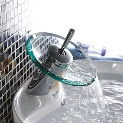 Trade Shop Traesio - Monomischer Wasserfall Chrom & Glas Trade Shop Traesio - Monomischer Wasserfall Chrom & Glas