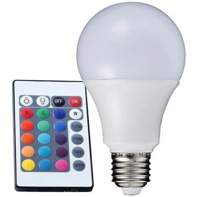 TRADE SHOP TRAESIO - RGB LED E27 Remote - Multicolor - E27 - Lámpara LED TRADE SHOP TRAESIO - RGB LED E27 Remote - Multicolor - E27 - Lámpara LED