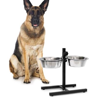 Trade Shop Traesio - Juego de platos dobles ajustables para perros Trade Shop Traesio - Juego de platos dobles ajustables para perros
