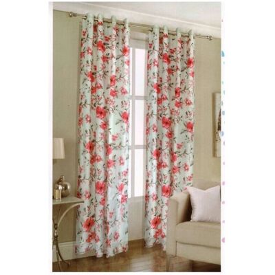 Trade Shop Tenda Floreale Rossa - Pannello Doppio 140x280cm con Anelli Trade Shop Tenda Floreale Rossa - Pannello Doppio 140x280cm con Anelli