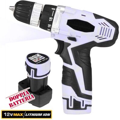 Trade Shop Traesio - 12V Akku-Bohrmaschine mit Doppel Li-ion Batterie Trade Shop Traesio - 12V Akku-Bohrmaschine mit Doppel Li-ion Batterie