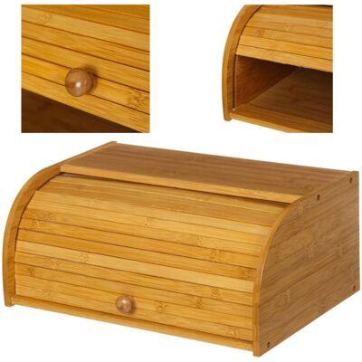 Trade Shop Caja de pan de madera de bambú con puerta corredera Trade Shop Caja de pan de madera de bambú con puerta corredera